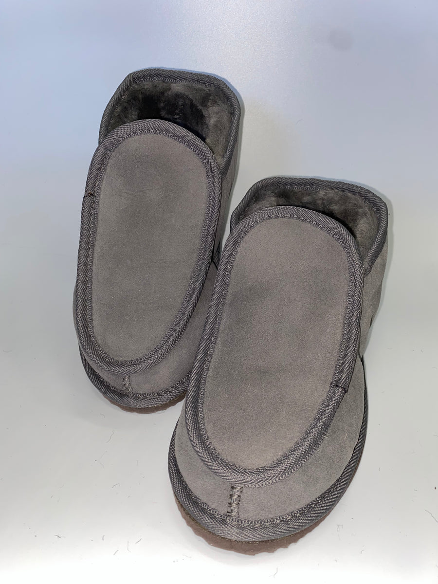 Mens grey suede slippers hot sale