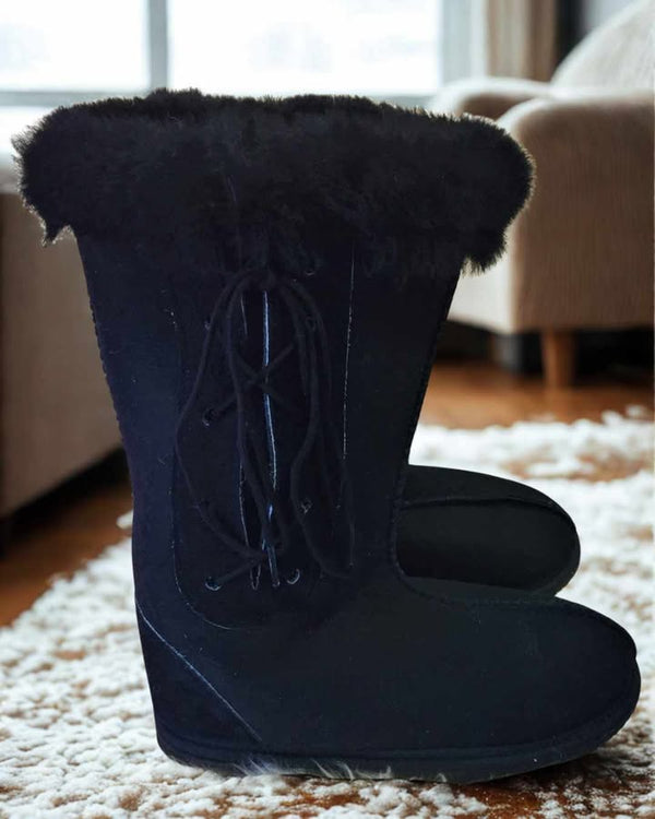 Mens Long Viking Boots with Side Laces