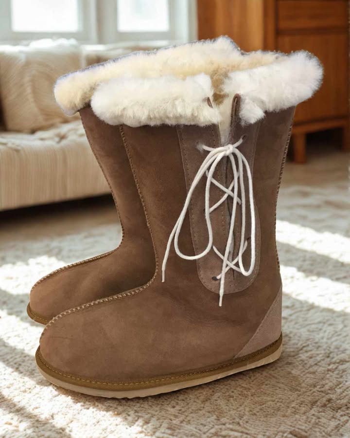 Ladies Long Viking Boots with Side Laces